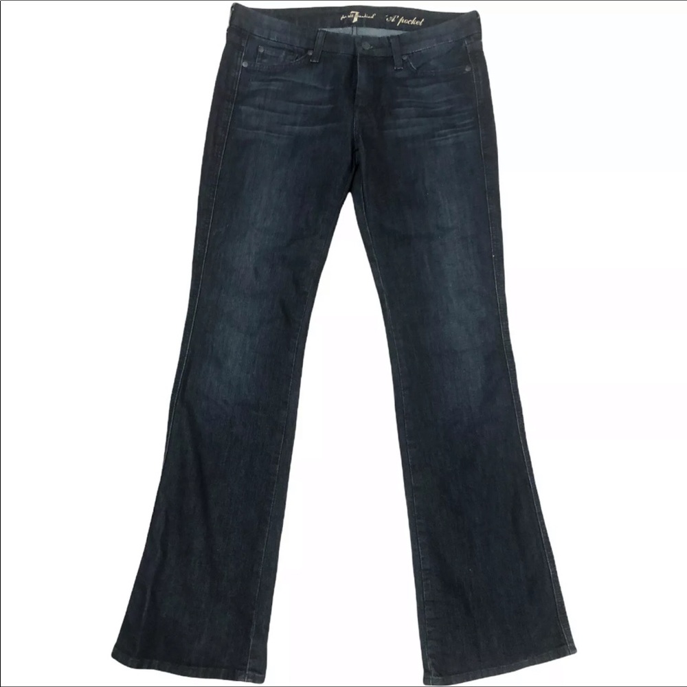 7 For All Mankind A Pocket Jeans Womens 30 Blue Flared Leg Mid-Rise Stretch